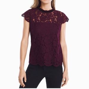 White House Black Market burgundy lace top